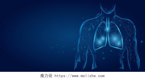 抗疫蓝色科技线条肺部新冠肺炎新型肺炎人体疫情海报背景